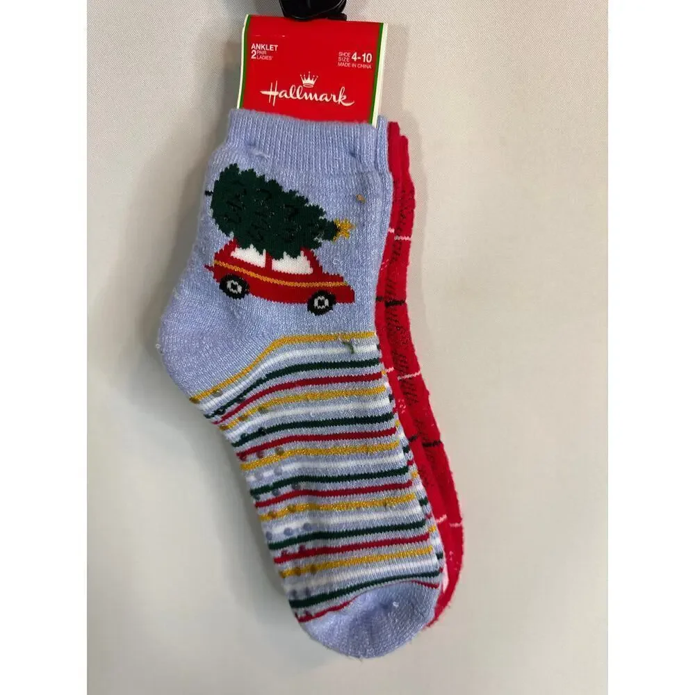 Hallmark‎ Christmas Theme Anklet Socks NWT + Over Calf Sock NWOT- 3 Pairs Bundle